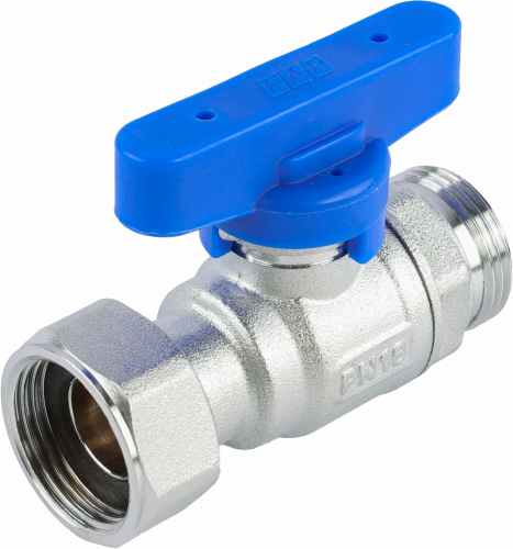 Кран шаровой FAR 3/4", НР-накидная гайка EPDM, син. бабочка, хром